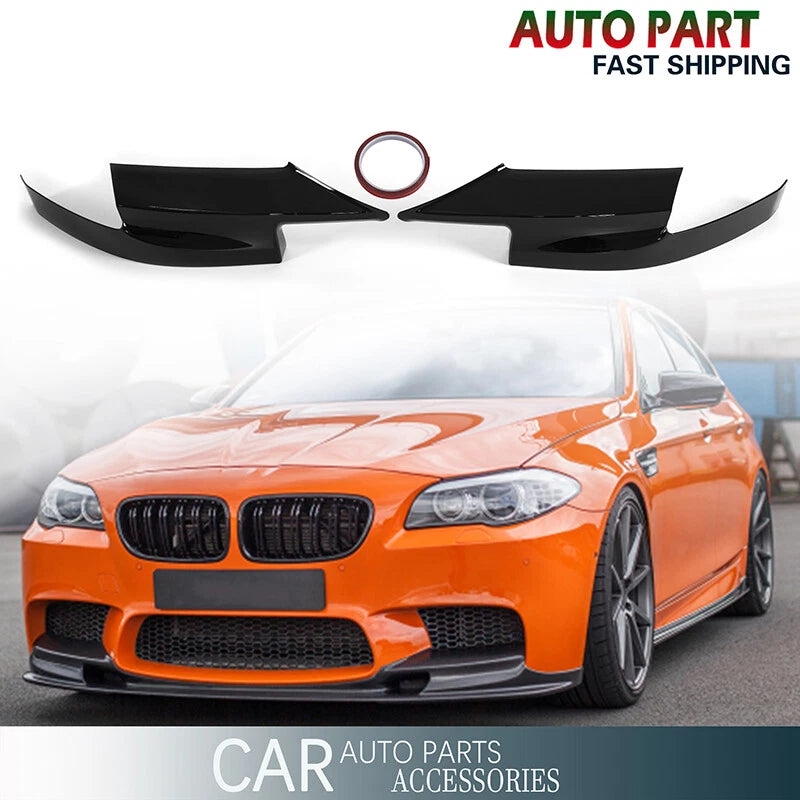 Glossy Black Front Bumper Corner Spoiler Splitters ABS for BMW F10 M5 (2011–2017)