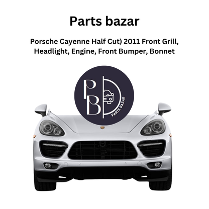 Porsche Cayenne Half Cut 2011, Front Grill, Headlights, Engine, Front Bumper, Bonnet