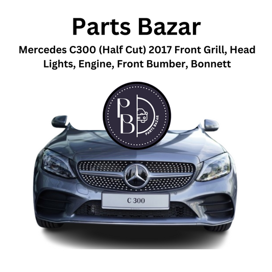 Mercedes C300 (Half Cut) 2017, Front Bumper, Grille, Headlights, Fog Lights, Bonnet, Radiator Support, and all Half Cut Parts