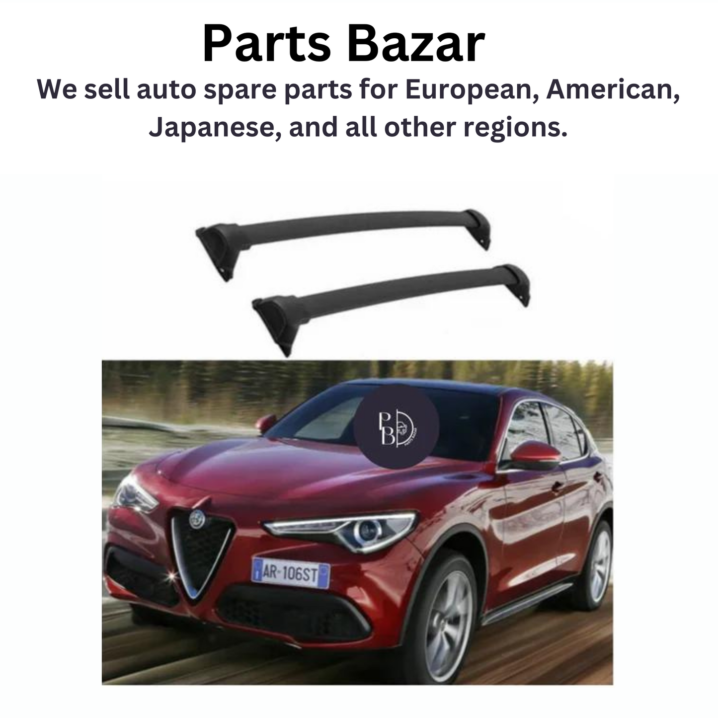 Lockable Roof Rack Cross Bars, Tap Baggage Luggage Carrier for Alfa Romeo Stelvio 2017-2021