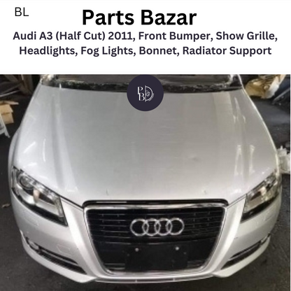 Audi A3 (Half Cut) 2011, Front Bumper, Show Grille, Headlights, Fog Lights, Bonnet, Radiator Support and all Half Cut Parts