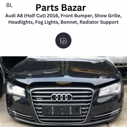 Audi A8 (Half Cut) 2016, Front Bumper, Show Grille, Headlights, Fog Lights, Bonnet, Radiator Support and All Half Cut Parts