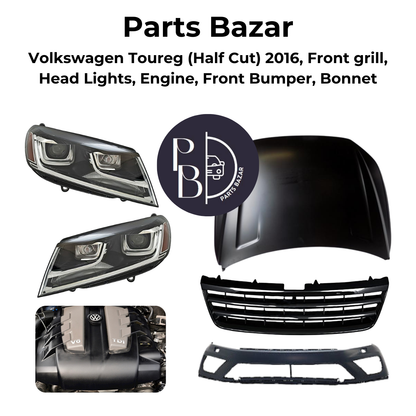 Volkswagen Touareg Half Cut 2016, Front Grill, Headlights, Engine, Front Bumper, Bonnet