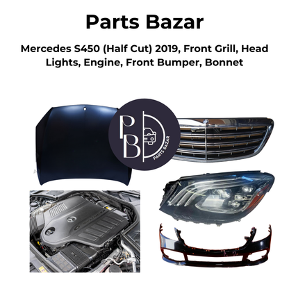 Mercedes S450 Half Cut 2019, Front Grill, Headlights, Engine, Front Bumper, Bonnet