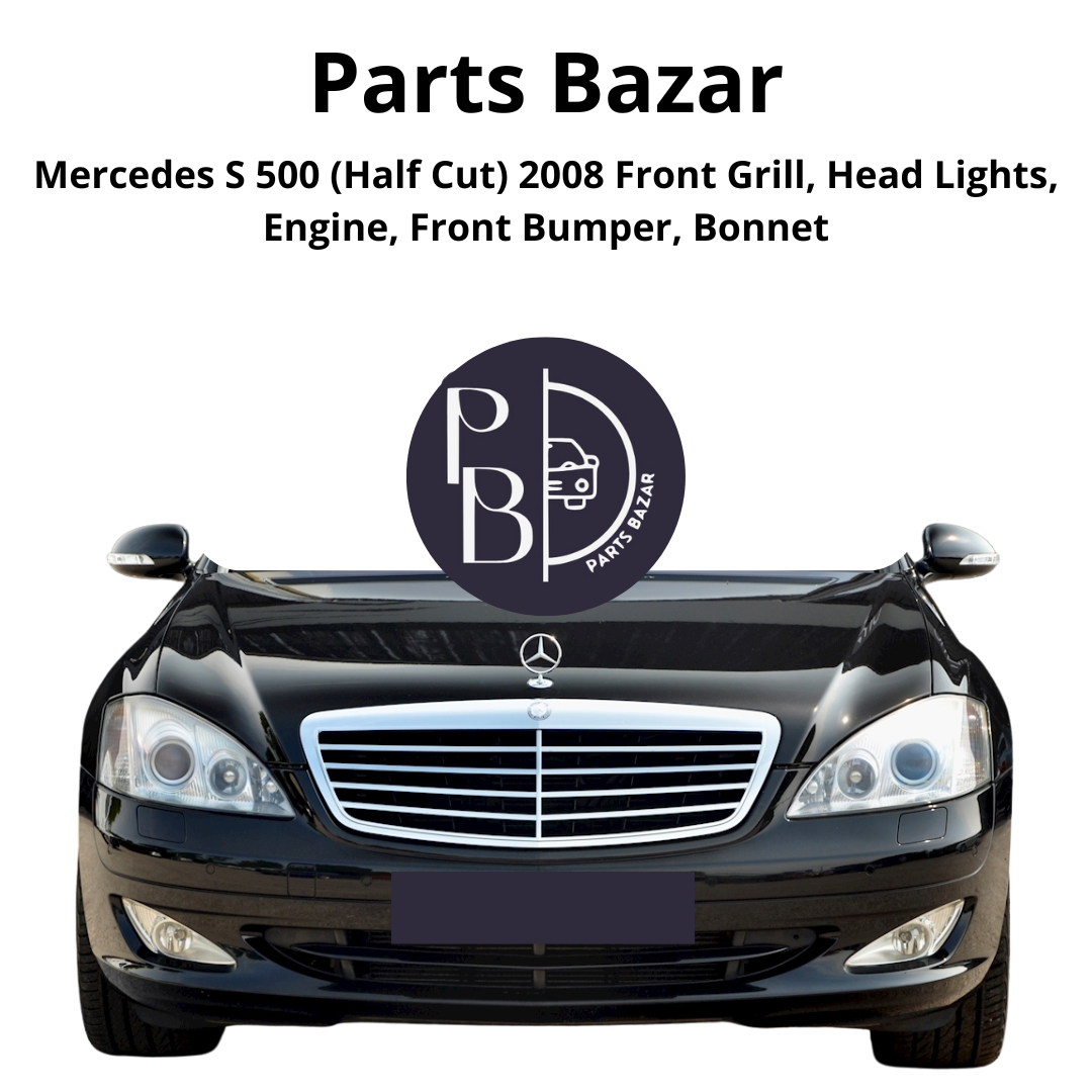 Mercedes S 500 Half Cut 2008, Front Grill, Headlights, Engine, Front Bumper, Bonnet