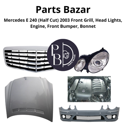 Mercedes E 240 Half Cut 2015, Front Grill, Headlights, Engine, Front Bumper, Bonnet