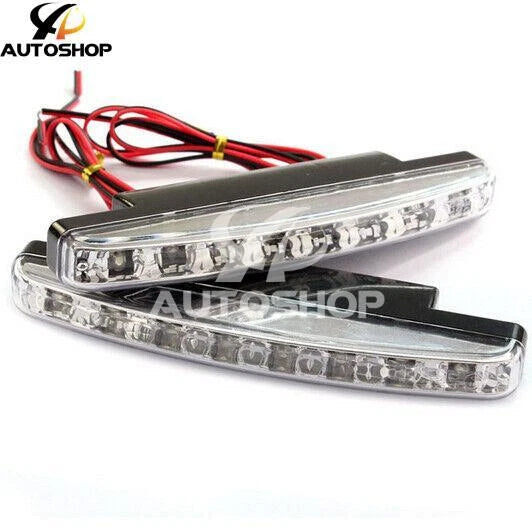 Pair Car Daytime Running Light (DRL) – 8 LED Euro Fog Lamp Day Lights